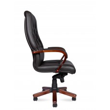 Кресло офисное / Боттичелли / дерево / тем. коричневая кожа / мультиблок